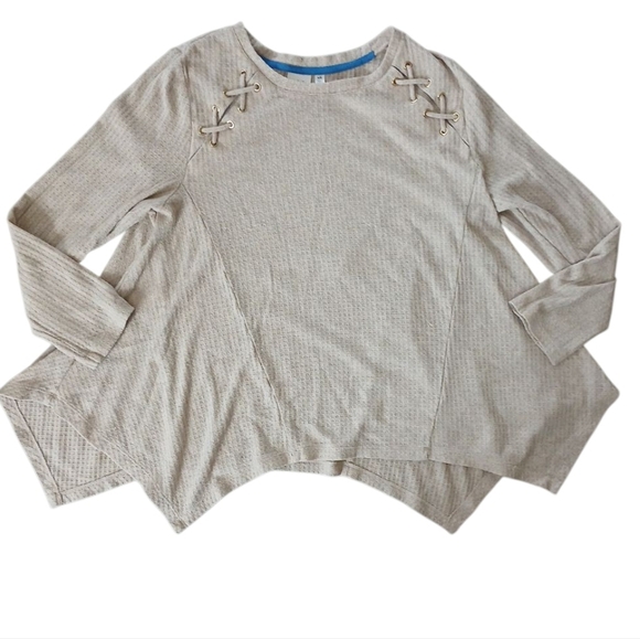 Rafaella Cream Asymmetrical Long Sleeve Top Size XL - Picture 1 of 2
